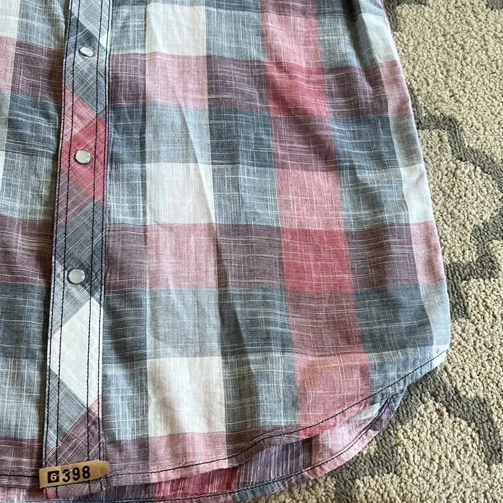 True Religion Western Woven Short‎ Sleeve Button Shirt size L EUC